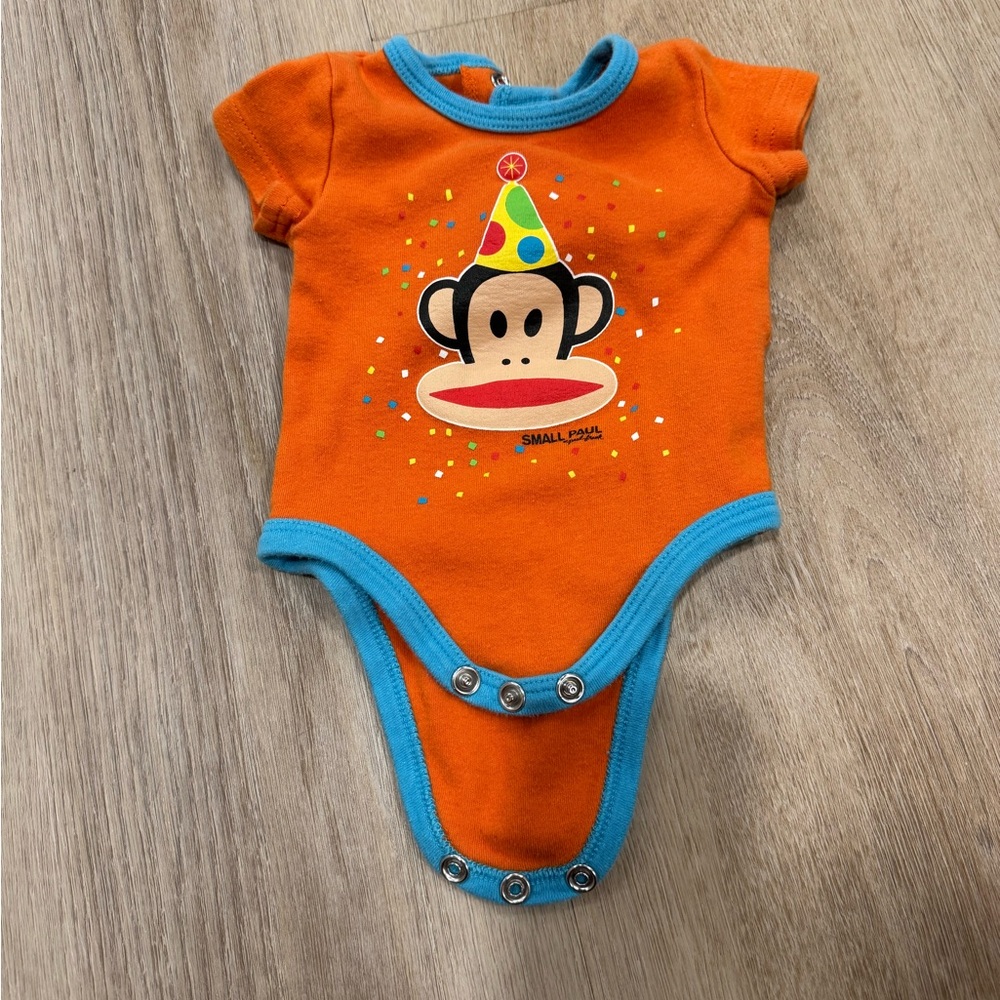 Paul Frank Orange Onesie with Blue Trim